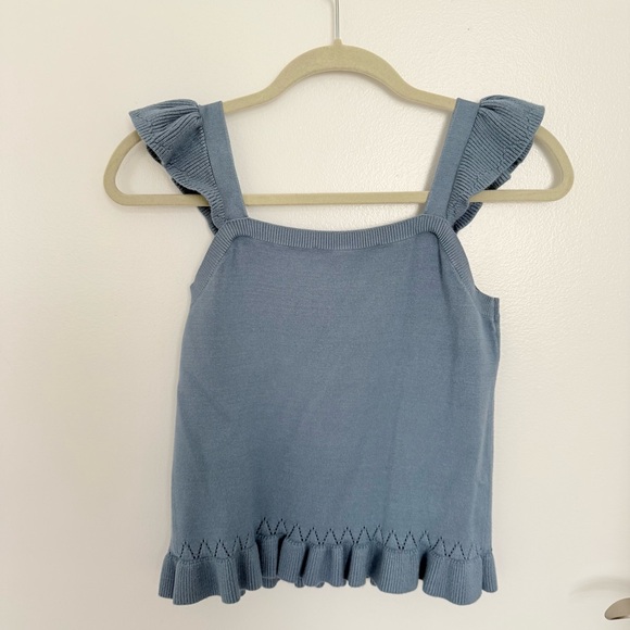 LOFT Blue Ruffle Strap Knit Tank - Picture 2 of 3